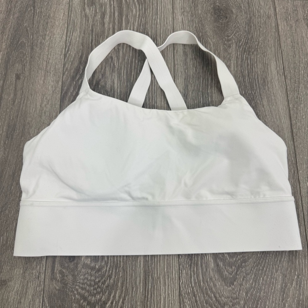 Athleta White Cross Back Sports Bra Size XL Strappy Racerback Yoga Bra EUC - Picture 2 of 13